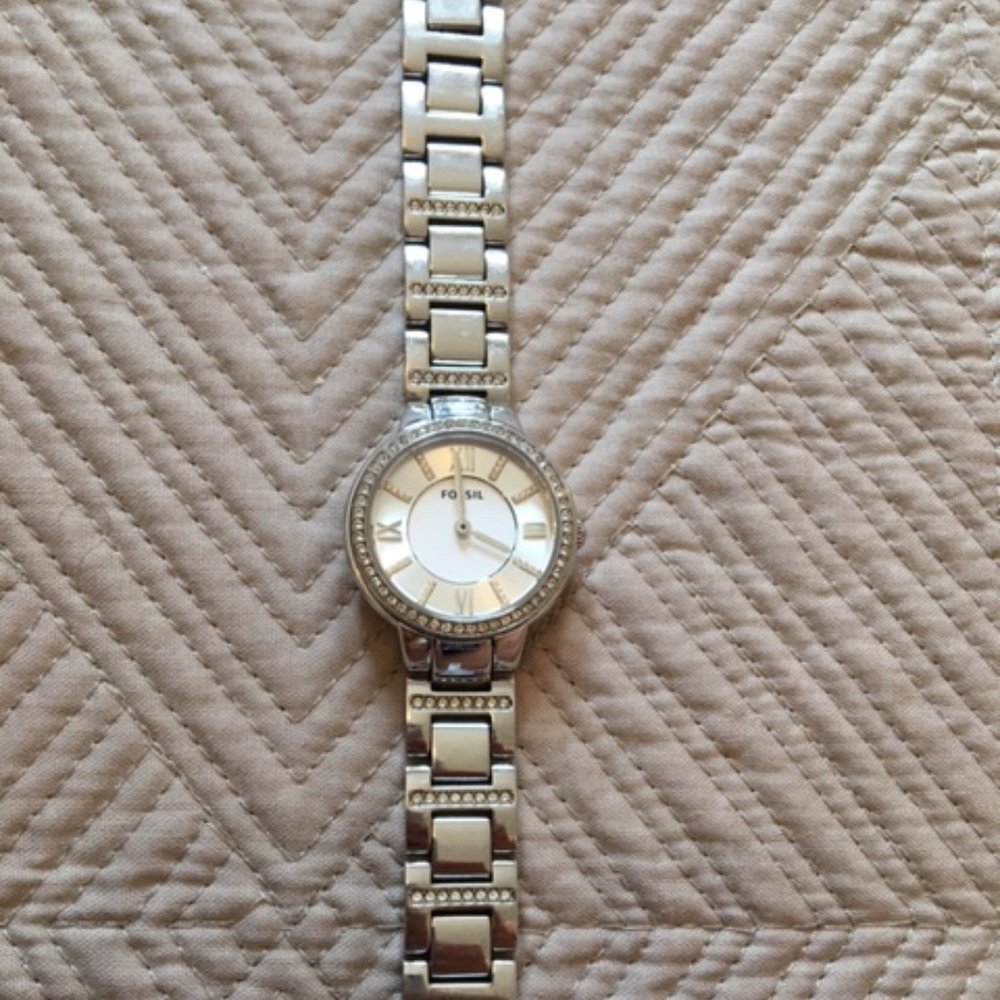 Silver Fossil Watch